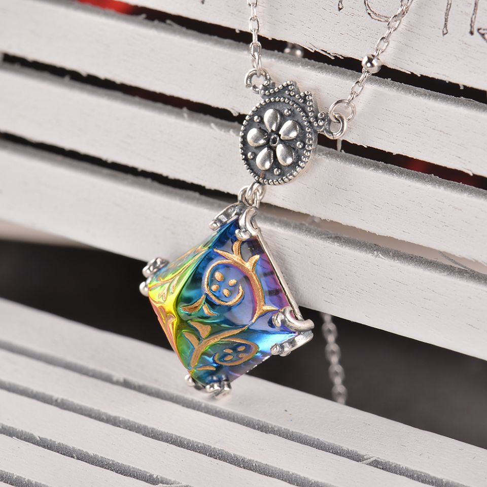 Magical Pyramid Necklace admin ajax.php?action=kernel&p=image&src=%7B%22file%22%3A%22wp content%2Fuploads%2F2019%2F09%2FMosDream Pyramid Cabochons Vitrail Engraved Pendant Necklace for women Western Antique s925 silver Necklace Romatic 2