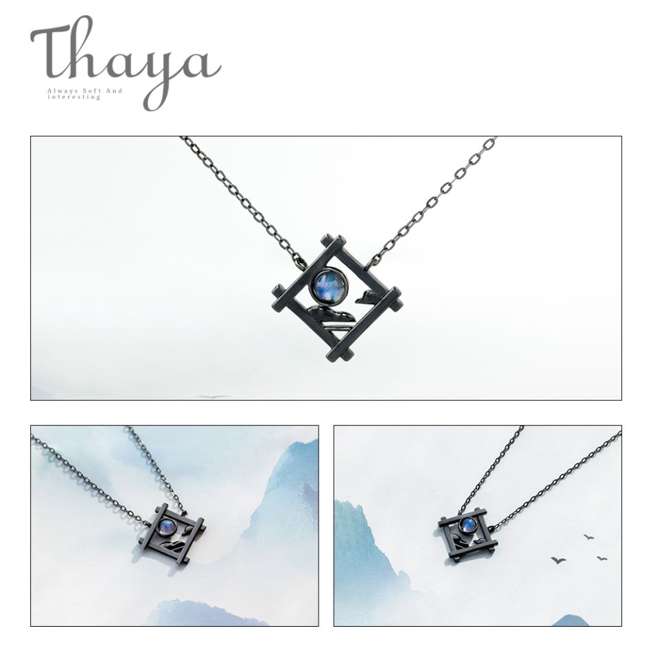 Endless Night Necklace admin ajax.php?action=kernel&p=image&src=%7B%22file%22%3A%22wp content%2Fuploads%2F2019%2F09%2FThaya Endless Night Blue Natrual Moonstone Pendant Necklace s925 Silver Sky Window Cloud Mysterious Black Jewelry 1