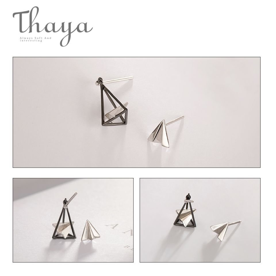Paper Airplane Earrings admin ajax.php?action=kernel&p=image&src=%7B%22file%22%3A%22wp content%2Fuploads%2F2019%2F09%2FThaya Paper Airplane Earrings Triangular s925 Silver Ear Stud for Women Simple Elegant Dream Simple Jewelry 4
