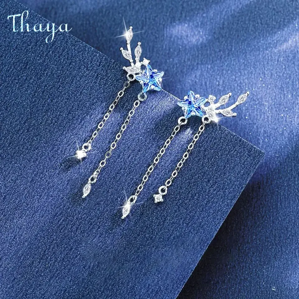 Starry Sky Blue Crystal Pendant Earrings S5f1a8a9dc8ca409aa64e80eef913b50dB 059a5fe5