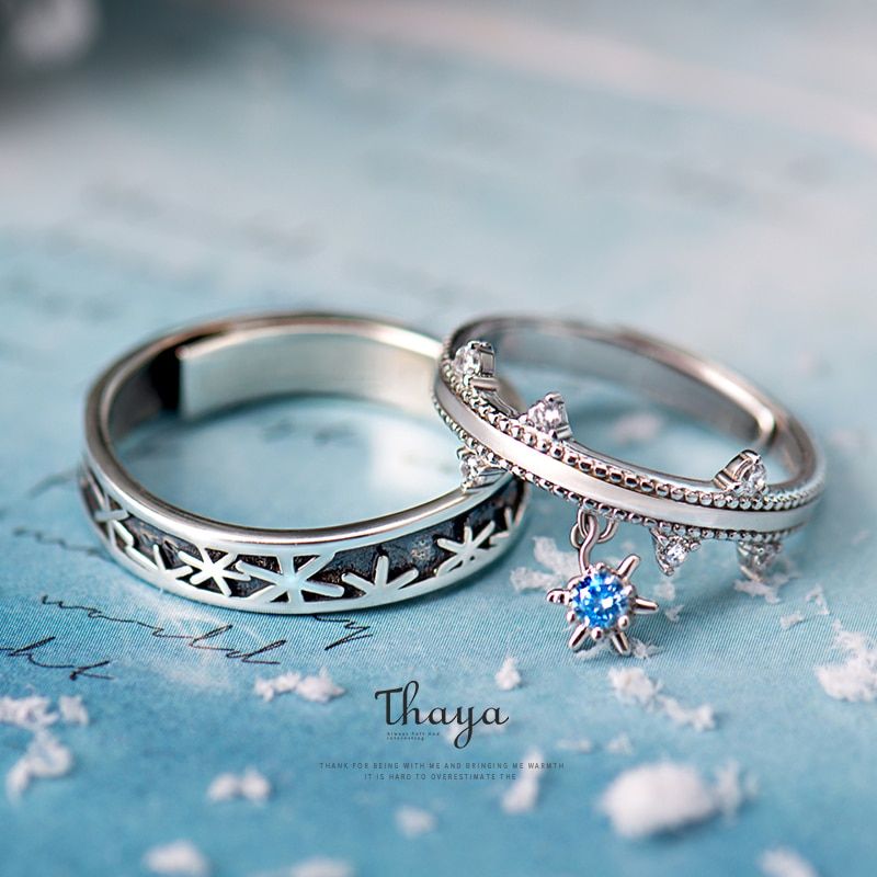 Christmas Snowflake Couple Rings