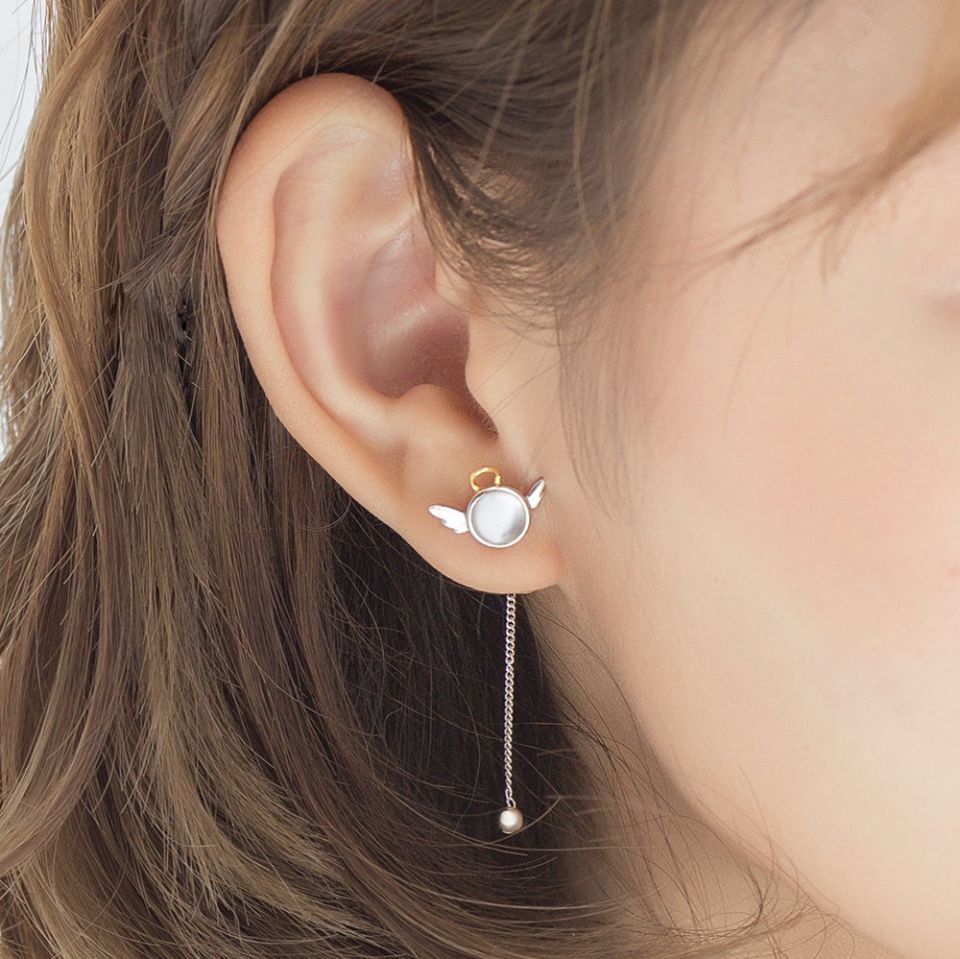 Angel Long Line Earrings 3 Angel Long Line Earrings Thaya original angel design stud earrings s925 sterling silver wing crystal shell long line earring for 4 1937ea0d