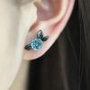 Thorn Rose Earrings 8 Thorn Rose Earrings Thaya s925 Silver Thorn Blue Crystal Rose Design Black Stud Earrings for Women Asymmetry Flower Earring 3 1f99cd0a