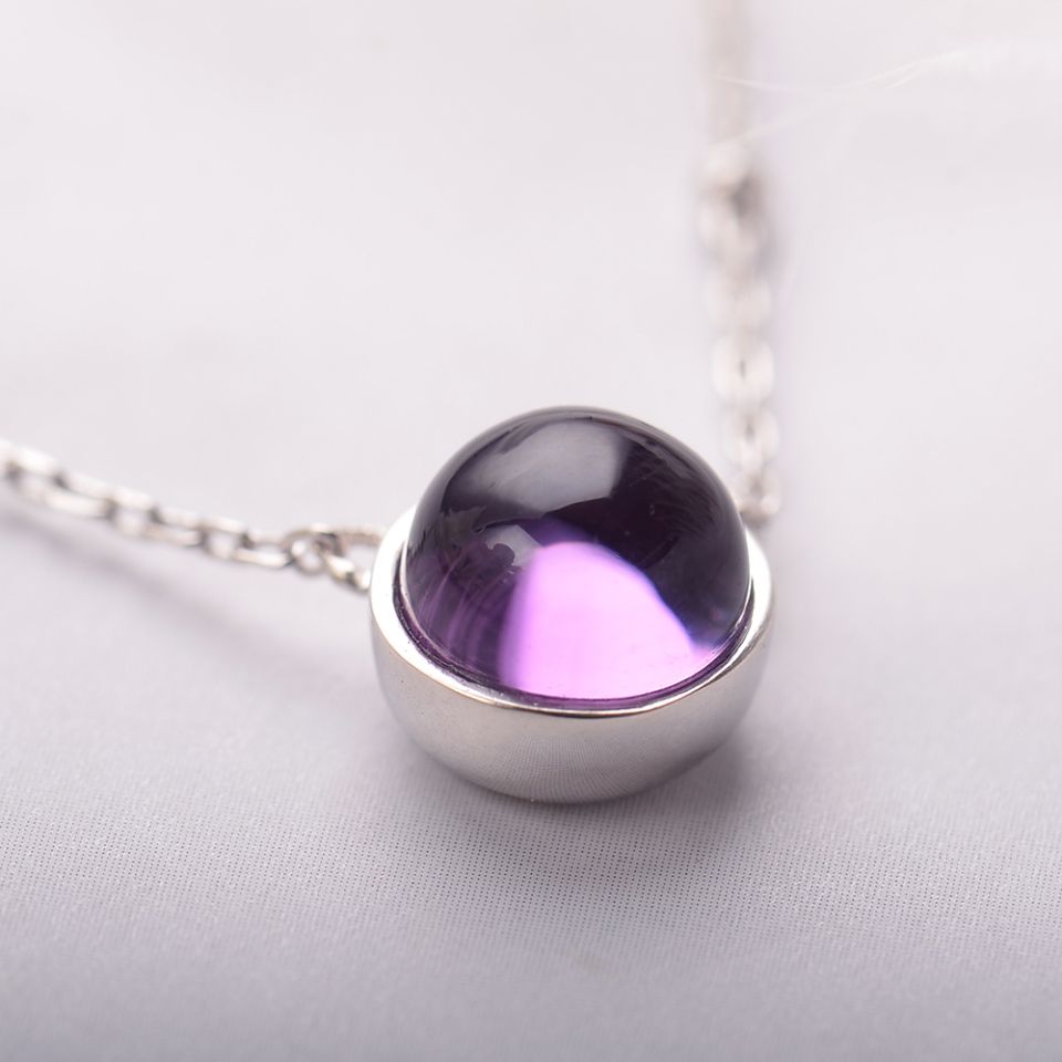 Amethyst “Intuitive Eye” Necklace MosDream 100 Natural Amethyst Necklace S925 Sterling Silver Simple Lovely Elegant Pendant Necklace for Women 2 20f28afb