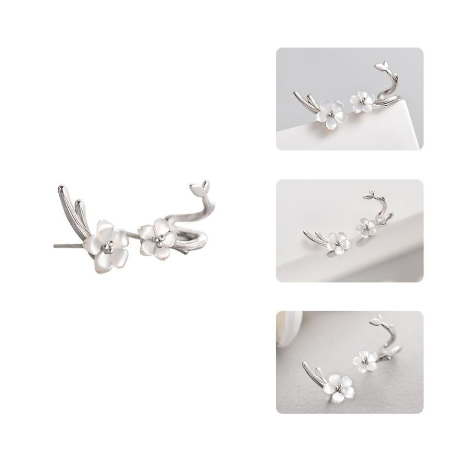 White Cherry Earrings Thaya blanco cereza s925 pendientes de plata flor redondo pendientes para mujer elegante joyer a fina 2 239bc8b4