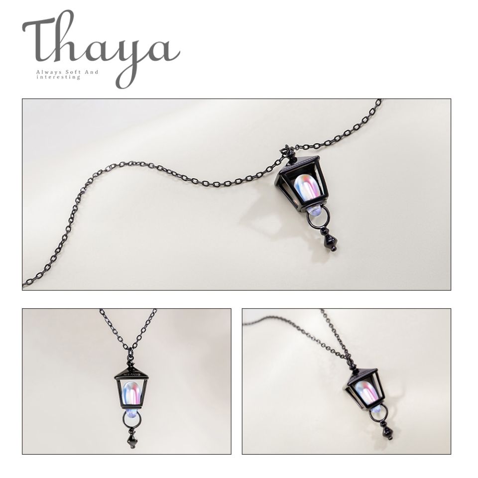 Roman Lamp Necklace Thaya S925 plata esterlina negro collar l mpara romana forma Color luz dise o para mujeres 3 2685c5b4