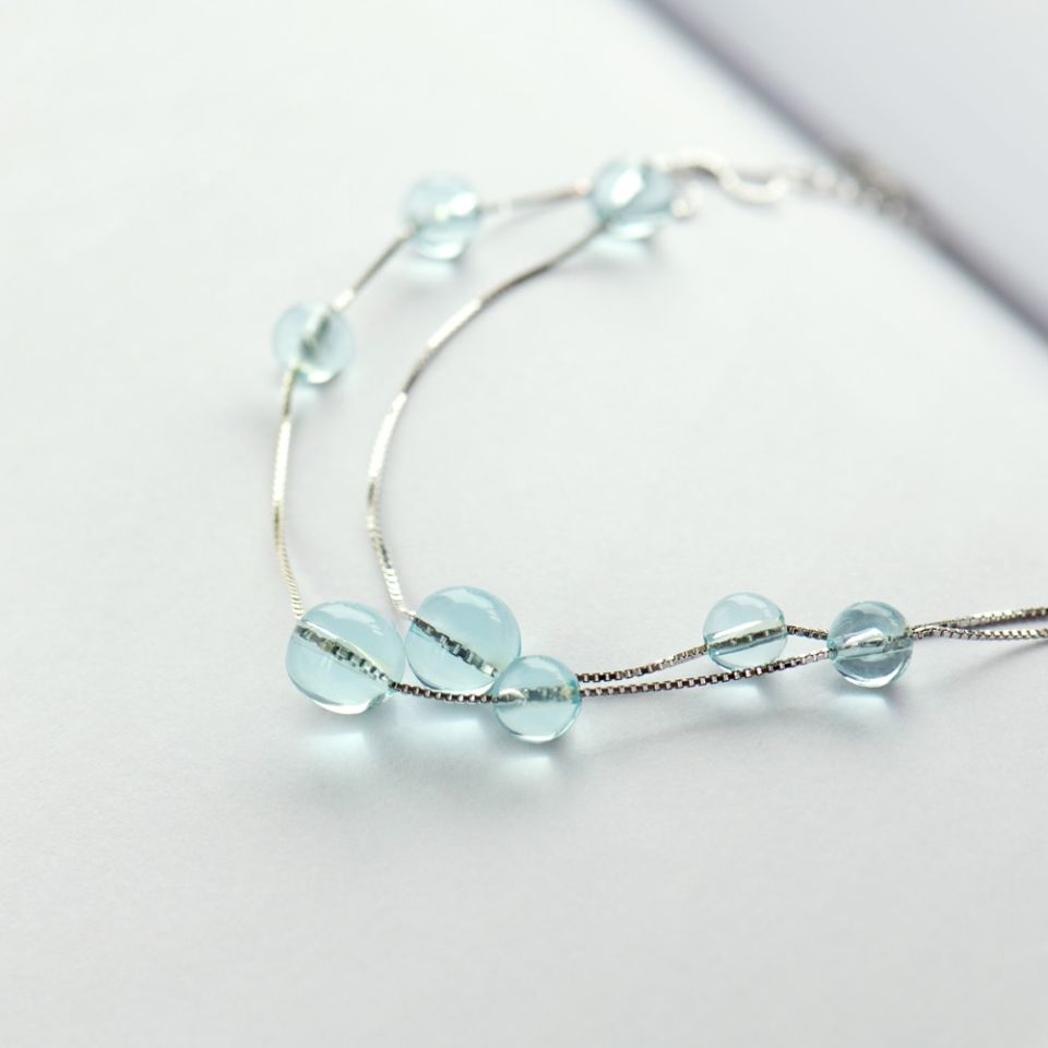 Mermaid Foam Bubble Bracelet Thaya Mermaid foam design bracelet s925 sterling silver Double chain fishtail chain crystal bracelets for women 8 2bcda2b7