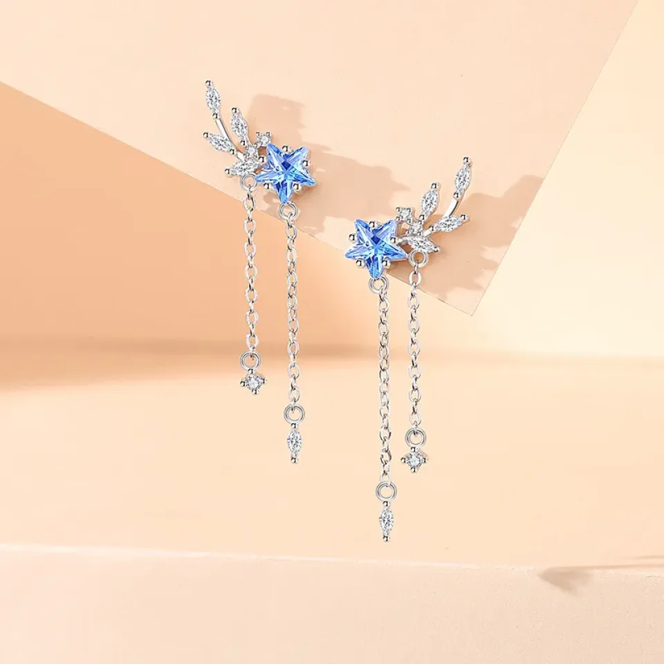 Starry Sky Blue Crystal Pendant Earrings S3fa6bab066fd48a2b28779c30d30dd5e7 2de91226