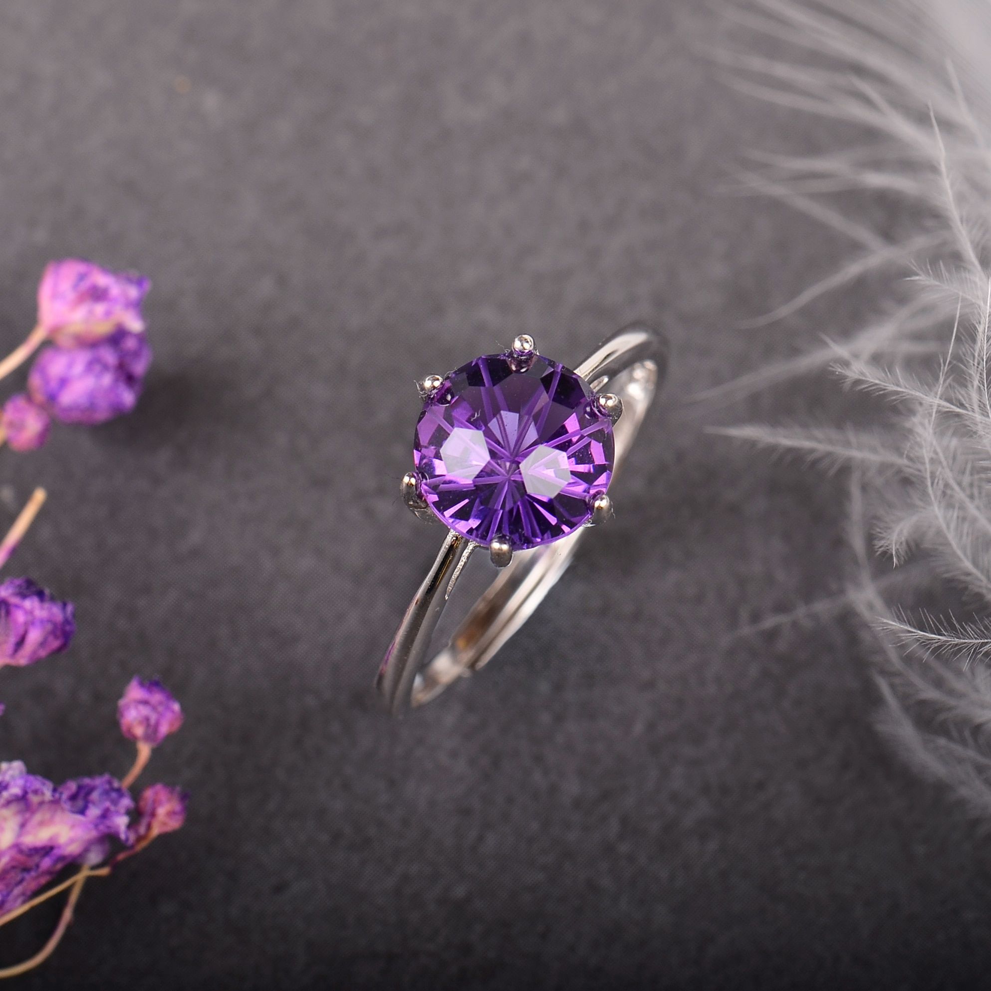 Provence Couple Ring MosDream Mosdream Amethyst Diamond Rings for Women s925 Silver Natural Gemstone Elegant Magic Purple Jewelry Gift 6 2e37224a