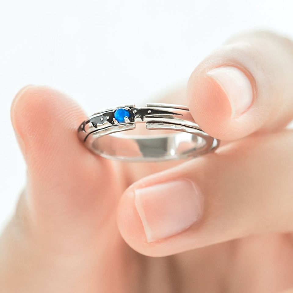 Blue Stellar System Ring Thaya Stellar System Design Blue Opal finger Ring Female s925 silver simple Rotatable Rings for women 3 2e0663b8