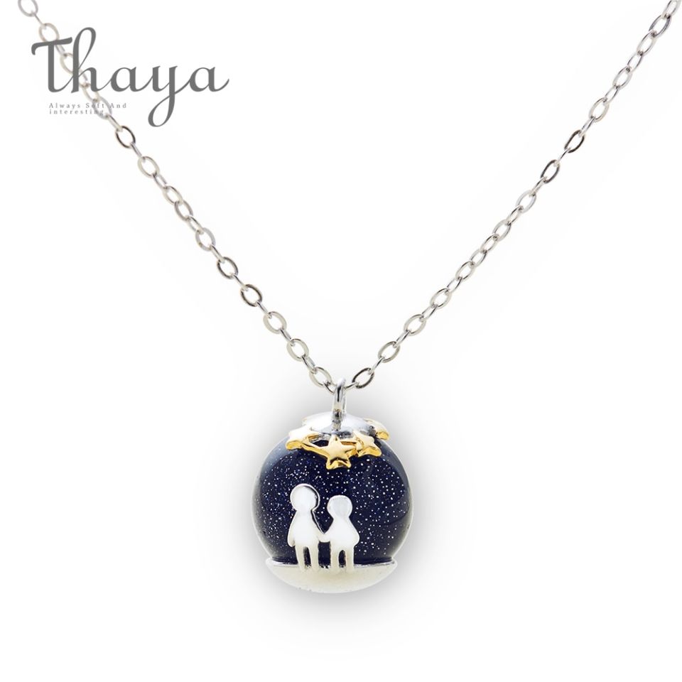 Seeing Stars With You Necklace Thaya Party Blue Gravel Gem Stone Pendant Necklace S925 Sterling Silver Children Childhood Necklace For Women 2 308f587f