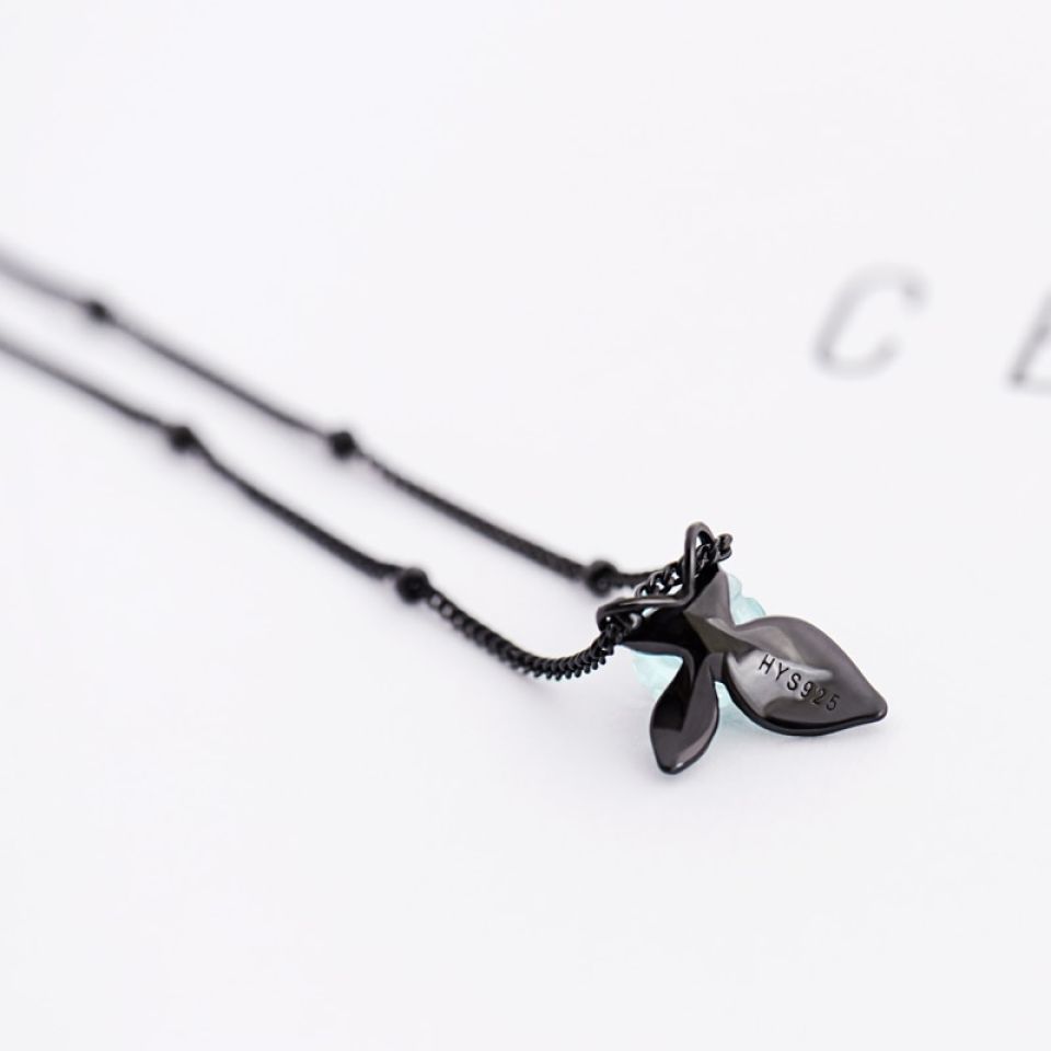 Blue Rose And Thorn Necklace Thaya Genuine s925 Silver Blue Rose Flower Crystal Pendant Necklace Plant Jewelry Ladies for Necklace Women 3 3263e19a