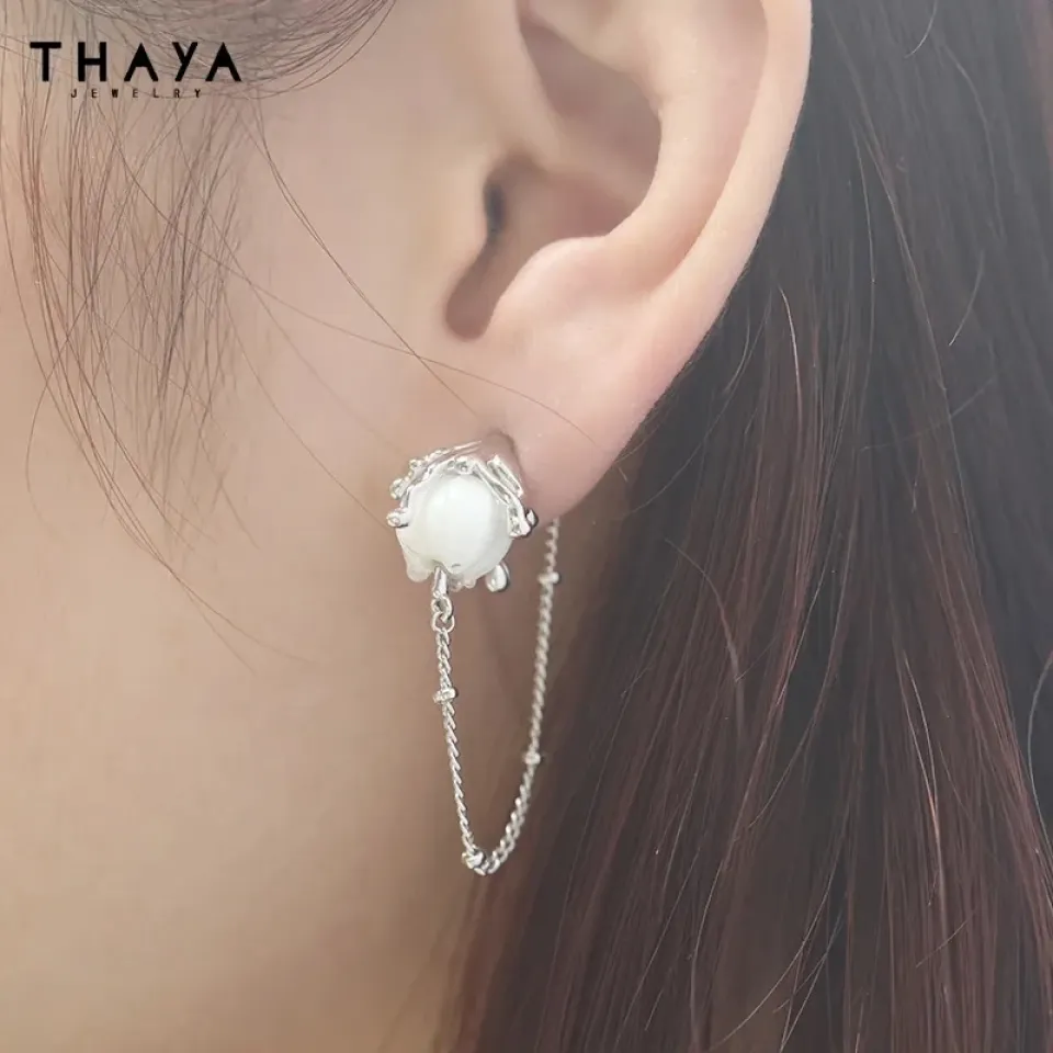 S925 Silver White Flower Tassel Earrings Se0d4f8265f2044b7826f44223664095dp 3456afee