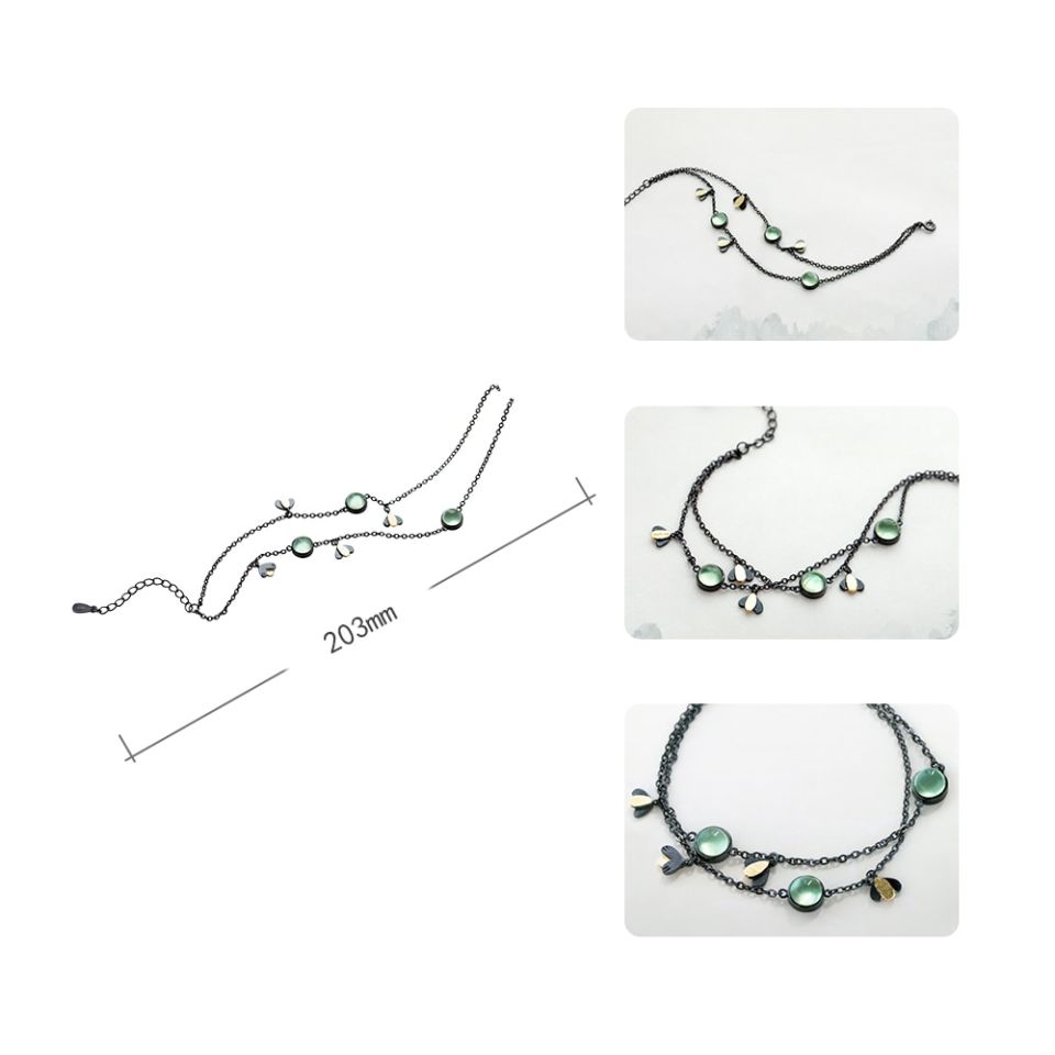 Fireflies Bracelet Thaya Firefly Bracelet s925 Silver Green Crystal Gemstone Black Chain Summer Night Jewelry for Women Guardian 14 34d9f6cf