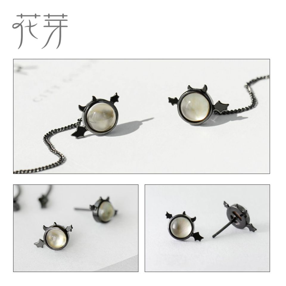 Devil Earrings Thaya Originals Little Devil s925 Sterling Silver Black Ear Stud female Ear Drop long tail Mini 4 346a196c