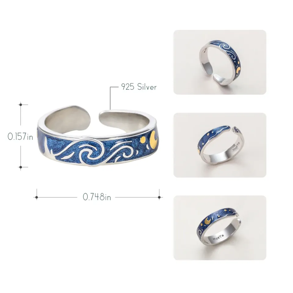 Van Gogh's Enamel Silver Couple Rings HTB1DWwniScqBKNjSZFgq6x kXXaT 39fa1349