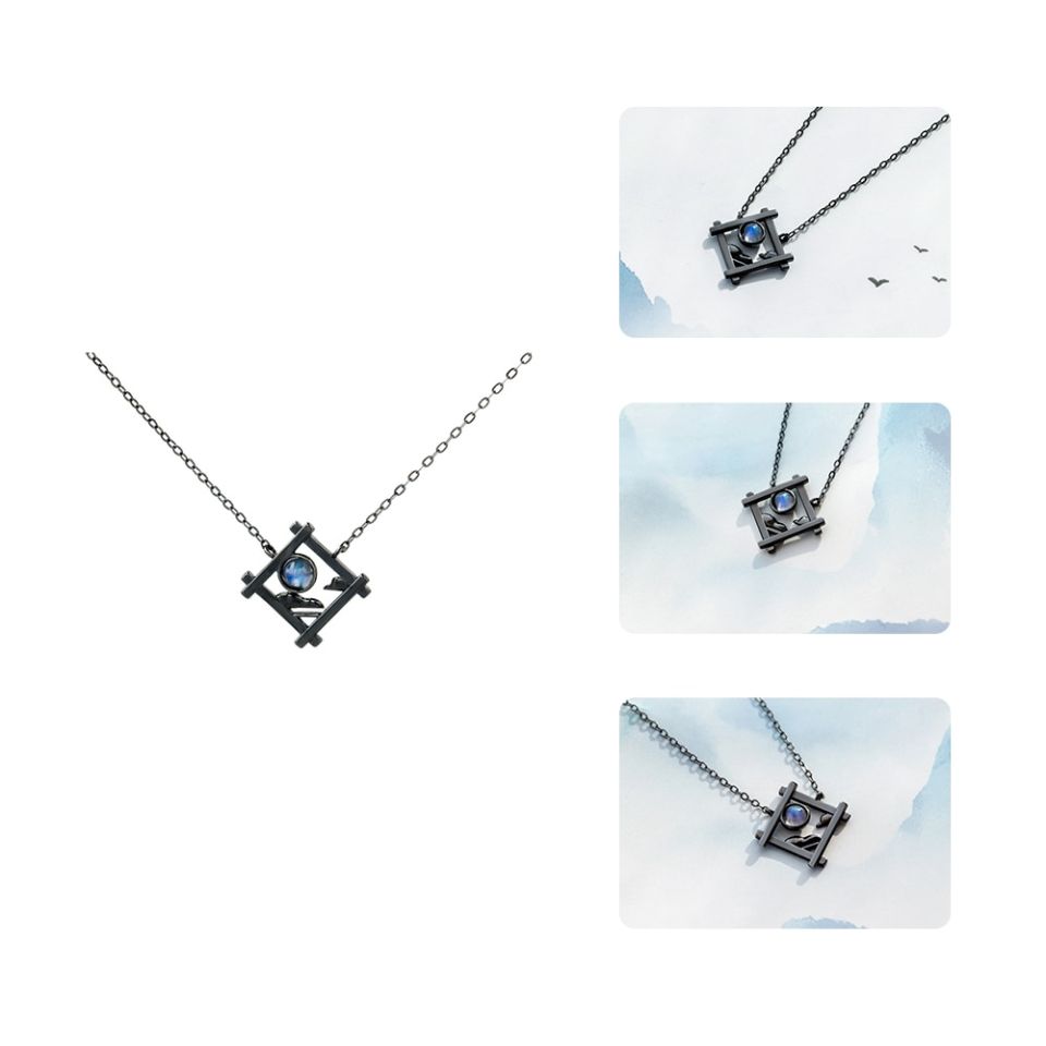 Endless Night Necklace Thaya Endless Night Blue Natrual Moonstone Pendant Necklace s925 Silver Sky Window Cloud Mysterious Black Jewelry 3 4877ccf6