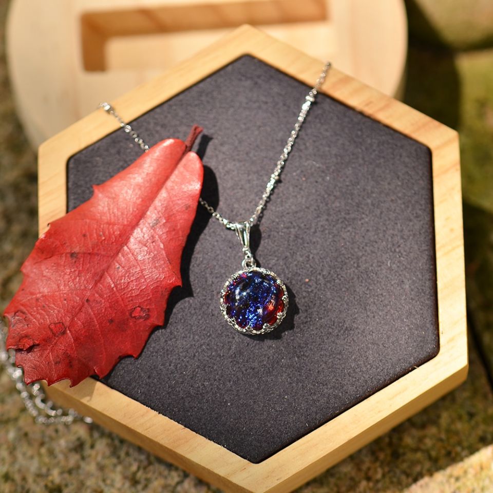 Dragon's Breath Necklace 4 Dragon's Breath Necklace MosDream Dragon s Breath Pendant Necklace Fire Opal Round Cabochon 13mm Vintage Elegant Gift for Women 22 4a1bbad1