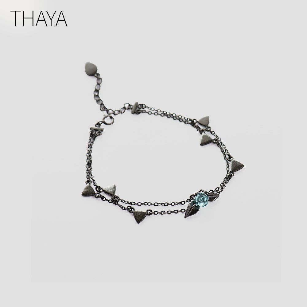 Thorn Rose Earrings 23 Thorn Rose Earrings Thaya 100 925 Silver Thorns Rose Bracelet Two Layer Crystal Flower Black Chain Link Bracelet for 1 4fc0167a