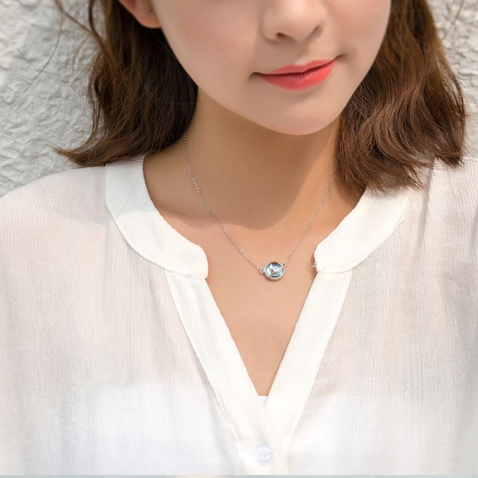 Mermaid Foam Bubble Necklace Thaya Mermaid Foam Bubble Design Crystal Necklace s925 silver Mermaid Tail Blue Pendant Necklace for Women 3 4fbcf75c