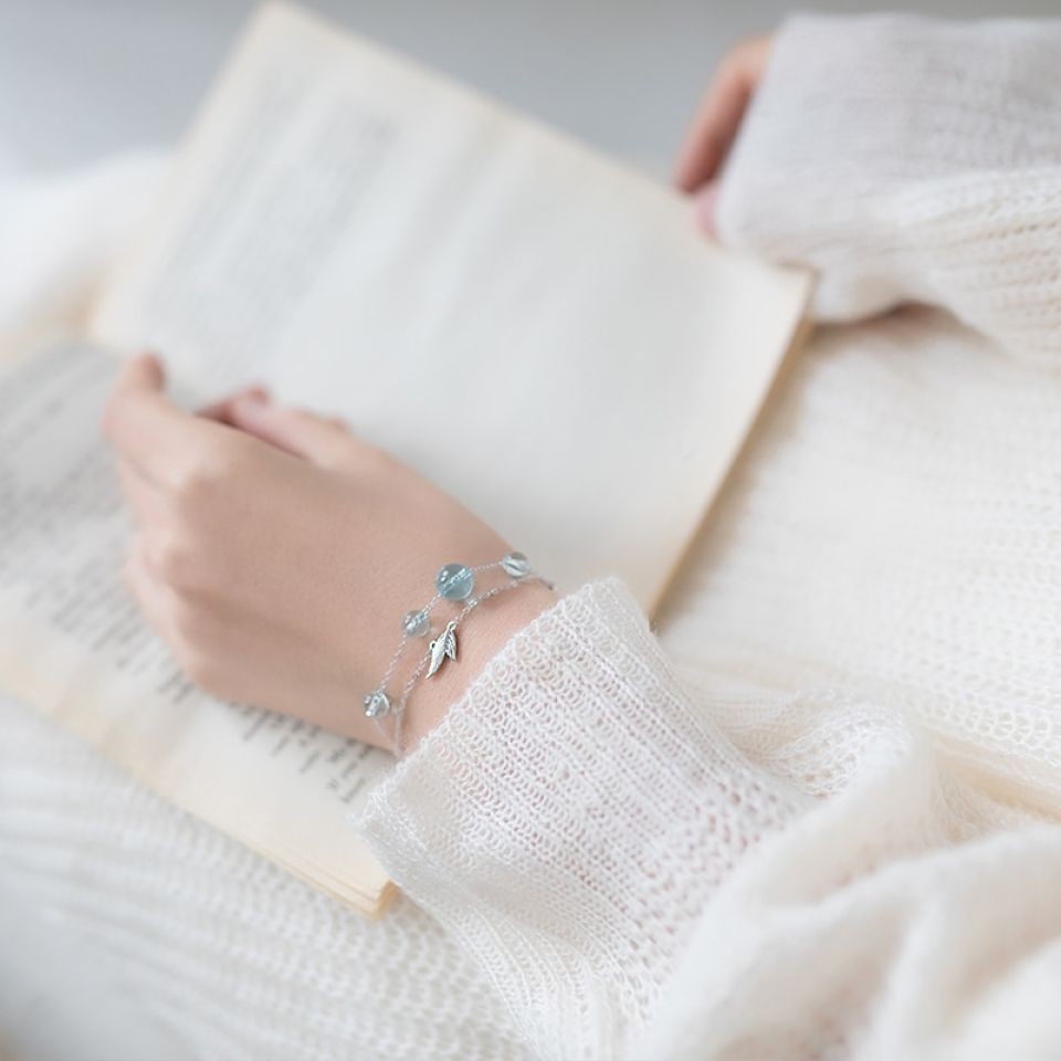 Mermaid Foam Bubble Bracelet Thaya Mermaid foam design bracelet s925 sterling silver Double chain fishtail chain crystal bracelets for women 10 531c249c