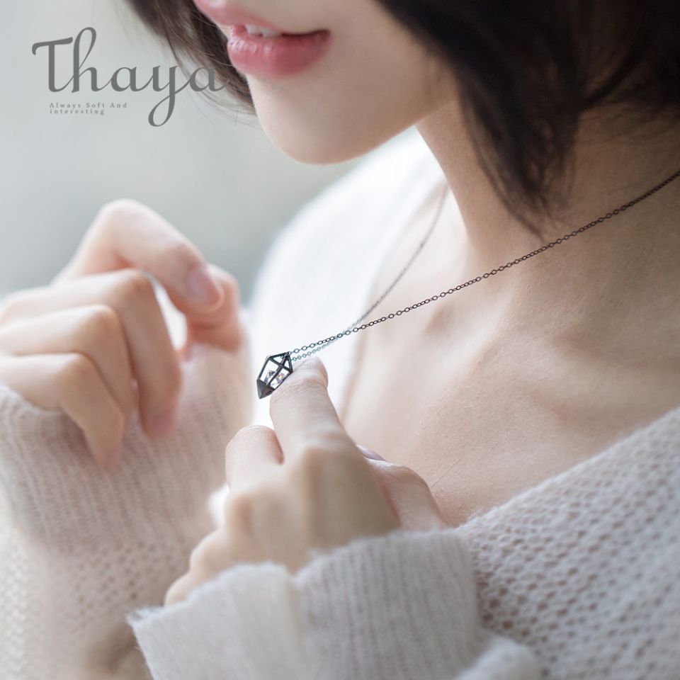 Diamond Heart Necklace 2 Diamond Heart Necklace Thaya Diamond Heart Pendant Necklace s925 silver Black Chain Protect cubic zircon simple Dainty Jewelry for 2 635498a1