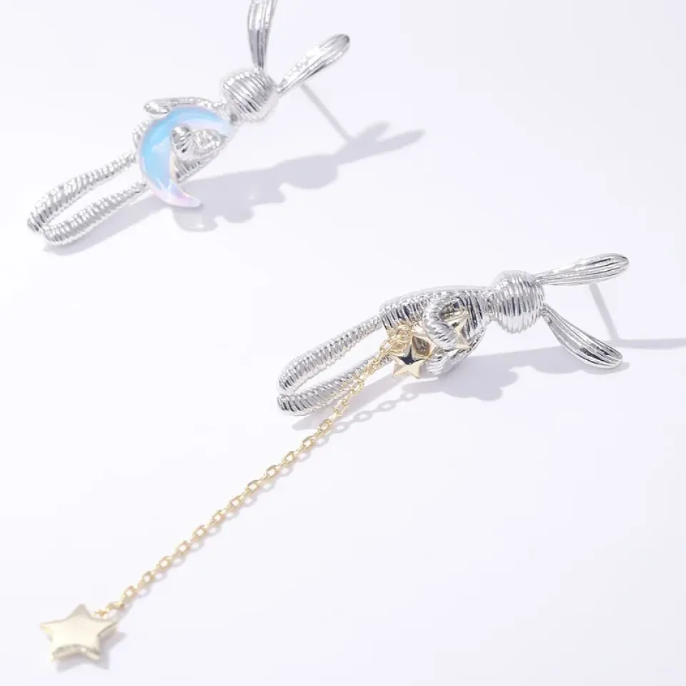Moon Bunny Asymmetrical Earrings S0f2eff9fe73448a5bfa012b1c3cb78371 662df2a7