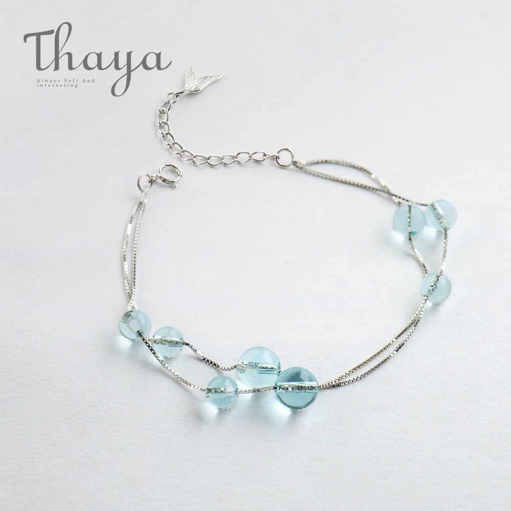 Mermaid Foam Bubble Necklace Thaya Mermaid foam design bracelet s925 sterling silver Double chain fishtail chain crystal bracelets for women 6 73e574a7