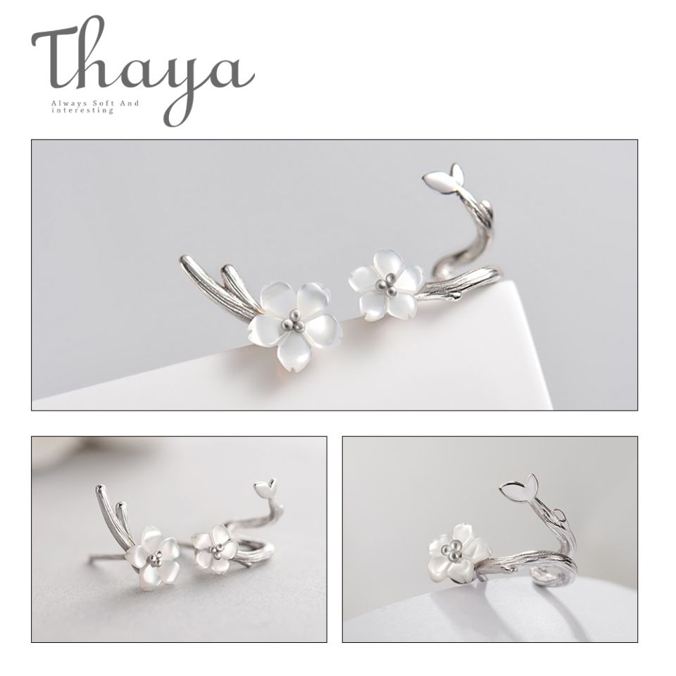 White Cherry Earrings Thaya blanco cereza s925 pendientes de plata flor redondo pendientes para mujer elegante joyer a fina 4 75cae133