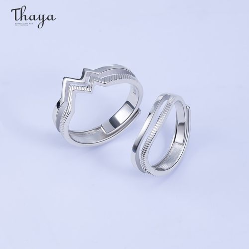 Heart Ripple Couple Rings