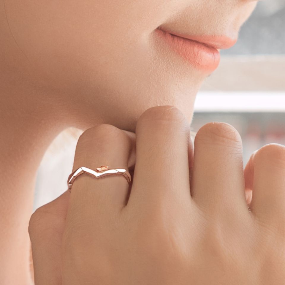To Ride the Winds and Break The Waves Ring Thaya To Ride the Winds and Break The Waves Design Finger Ring Rose Gold s925 Silver 1 884274a9