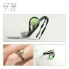 Meteor Ring Thaya Flying Meteor Chalcedony Emerald Ring Tension Setting Vintage Gem Stone Black S925 Sterling Silver Jewelry 4 9272aa32