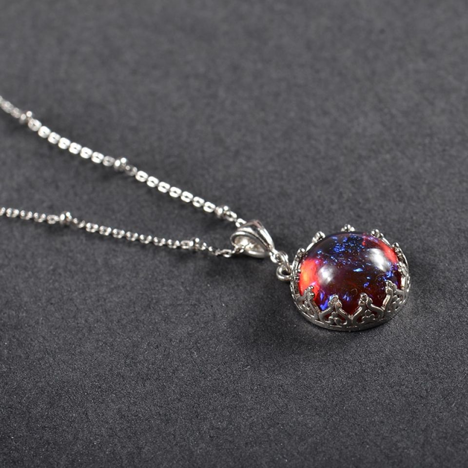 Dragon's Breath Necklace 2 Dragon's Breath Necklace MosDream Dragon s Breath Pendant Necklace Fire Opal Round Cabochon 13mm Vintage Elegant Gift for Women 20 9cf01ce8