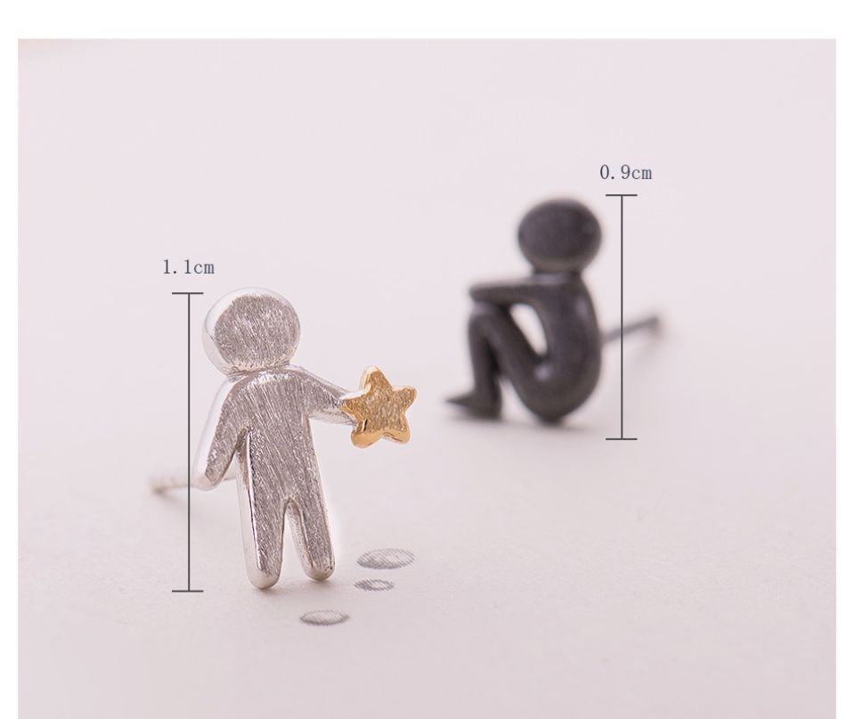 Picking Gold Stars For You Earrings Thaya Picking Gold Stars for You Design Stud Earrings s925 Silver Asymmetry Figure Earring for Women 2 ab8b9d40