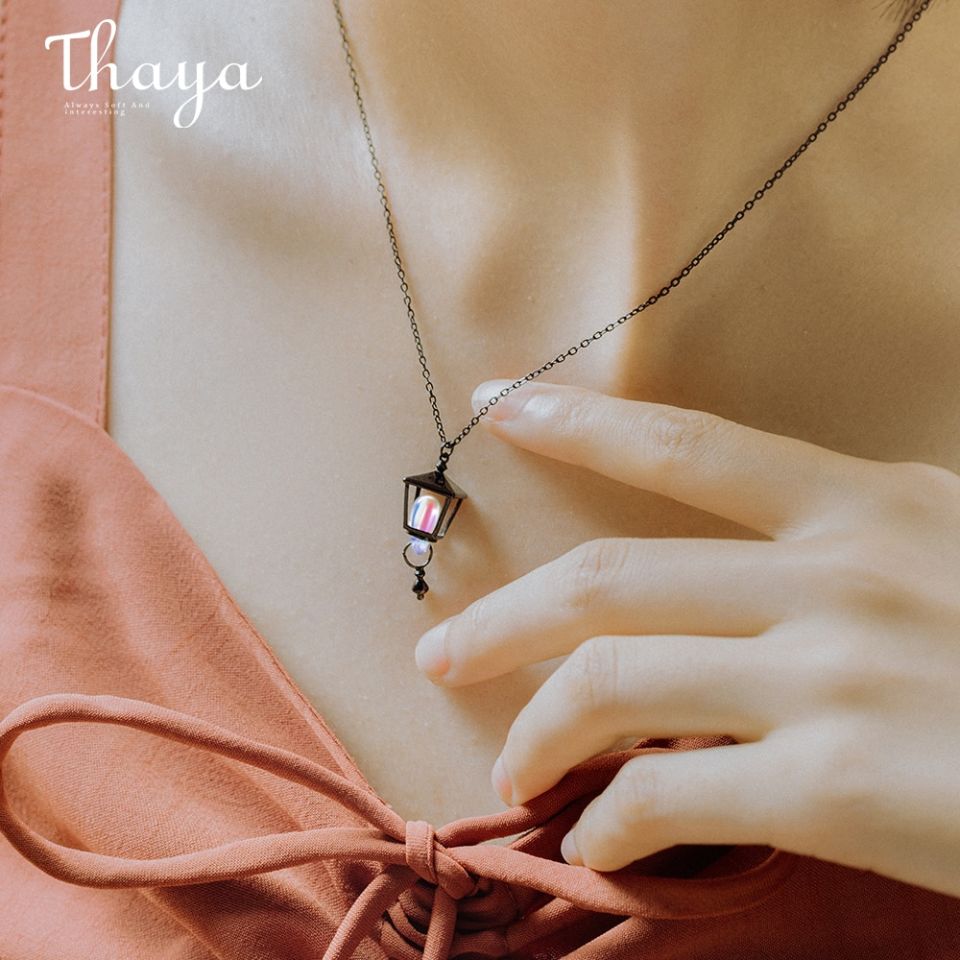 Roman Lamp Necklace Thaya S925 plata esterlina negro collar l mpara romana forma Color luz dise o para mujeres 2 abeb0689