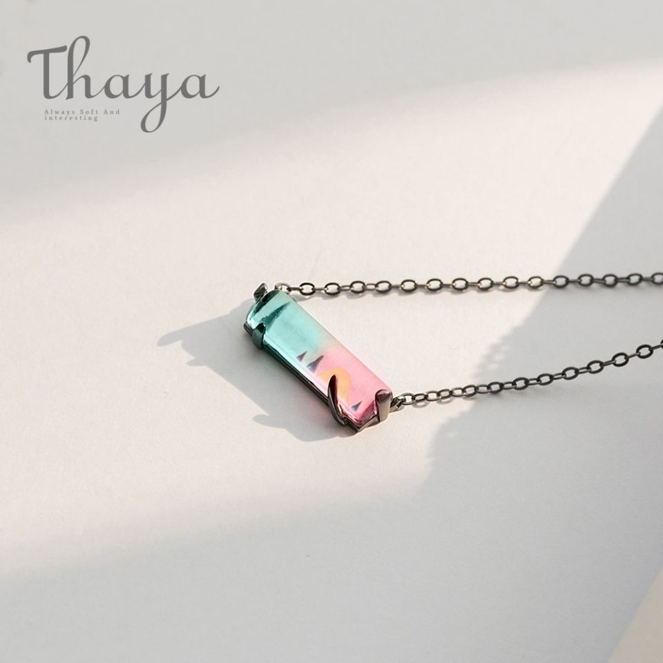 Sunset Symphony Necklace Thaya Sunset Symphony Chain Necklace Gradation Crystal Beauty Transparent Pendant for Women S925 Silver Black Chain 1 b3245349