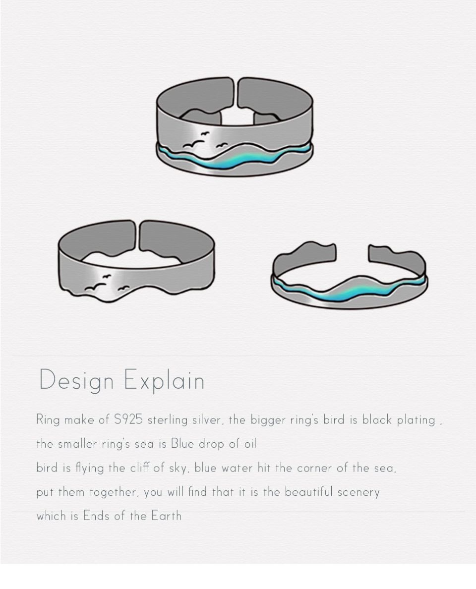 Ends Of The Earth Rings Thaya Ends Of The Earth Design Finger Rings S925 Silver Sky Blue Wave jellyfish Tropical Ring 4 ba55e0ec
