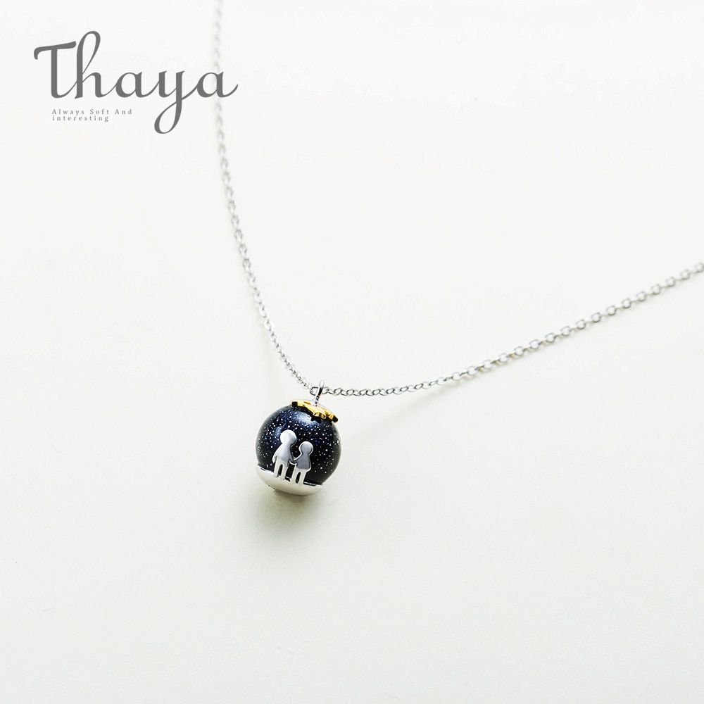 DIY Charms Necklace Thaya Party Blue Gravel Gem Stone Pendant Necklace S925 Sterling Silver Children Childhood Necklace For Women 3 bee65ae5
