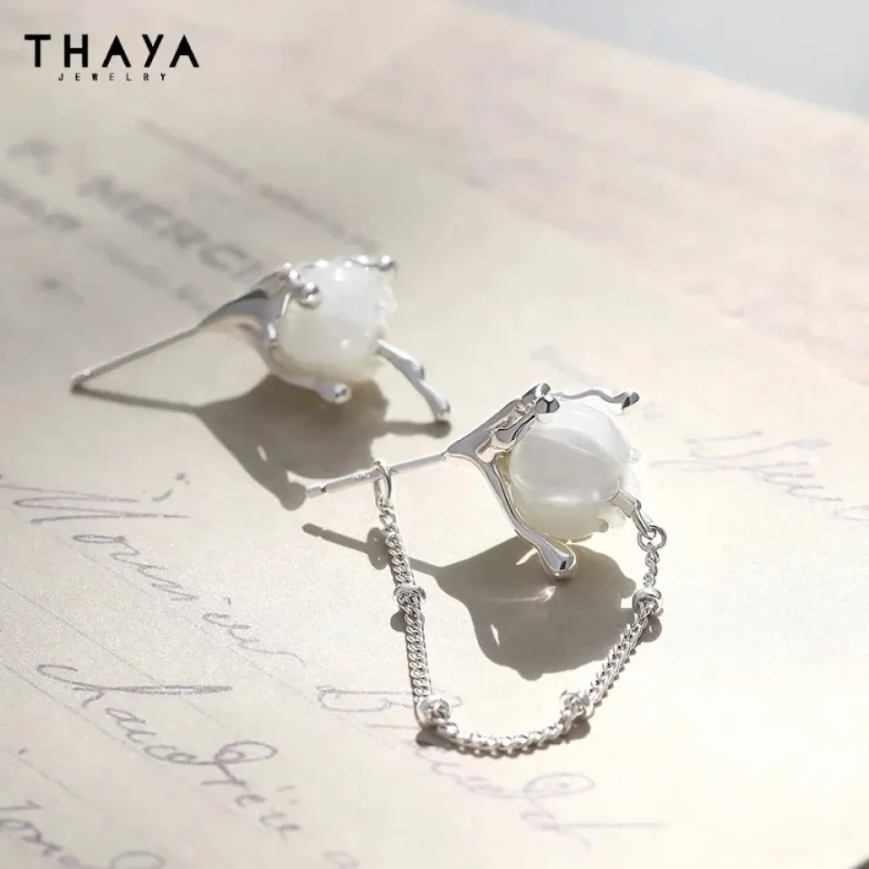S925 Silver White Flower Tassel Earrings S405885fb08374efd9e1fff2a08e581810 bffbd499