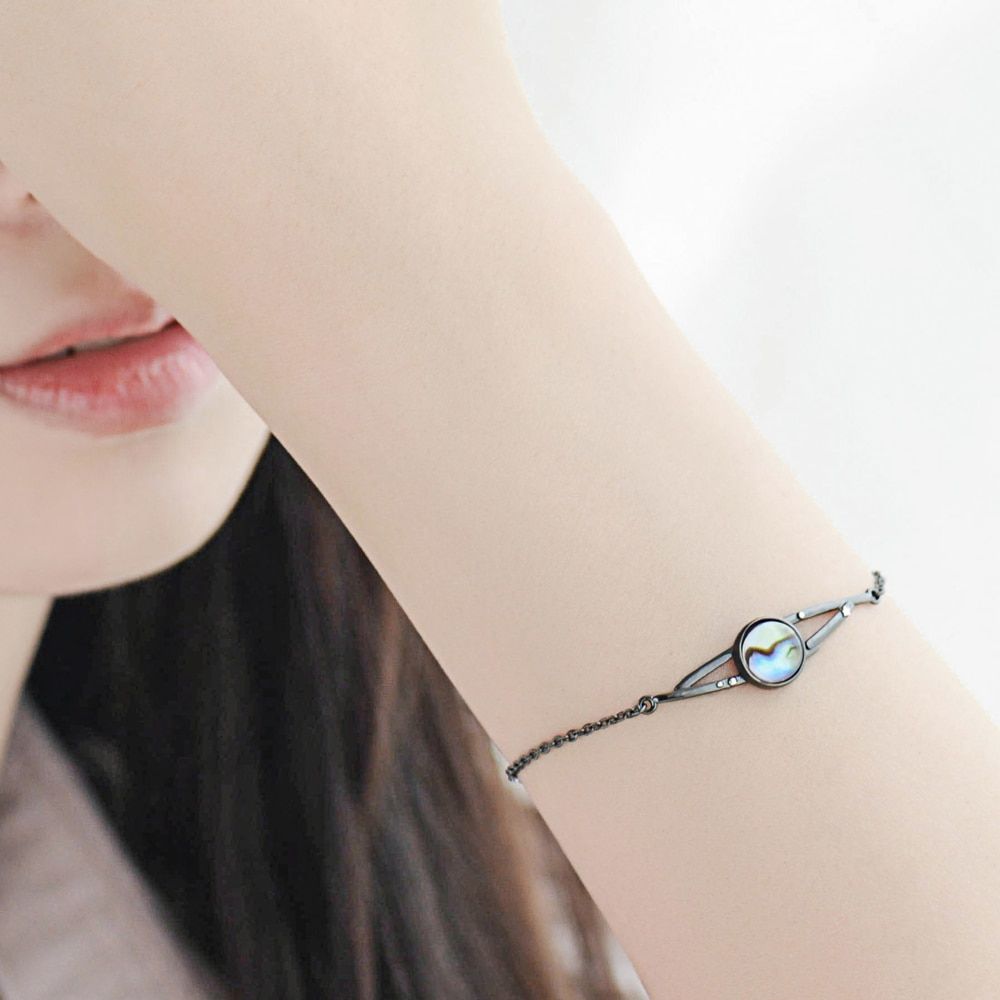 Milky Way Necklace Thaya Milky Stars Design Bracelet Natural Abalone Shell s925 Silver Black Bracelet with Halo Stone Jewelry 2 c13d17d4