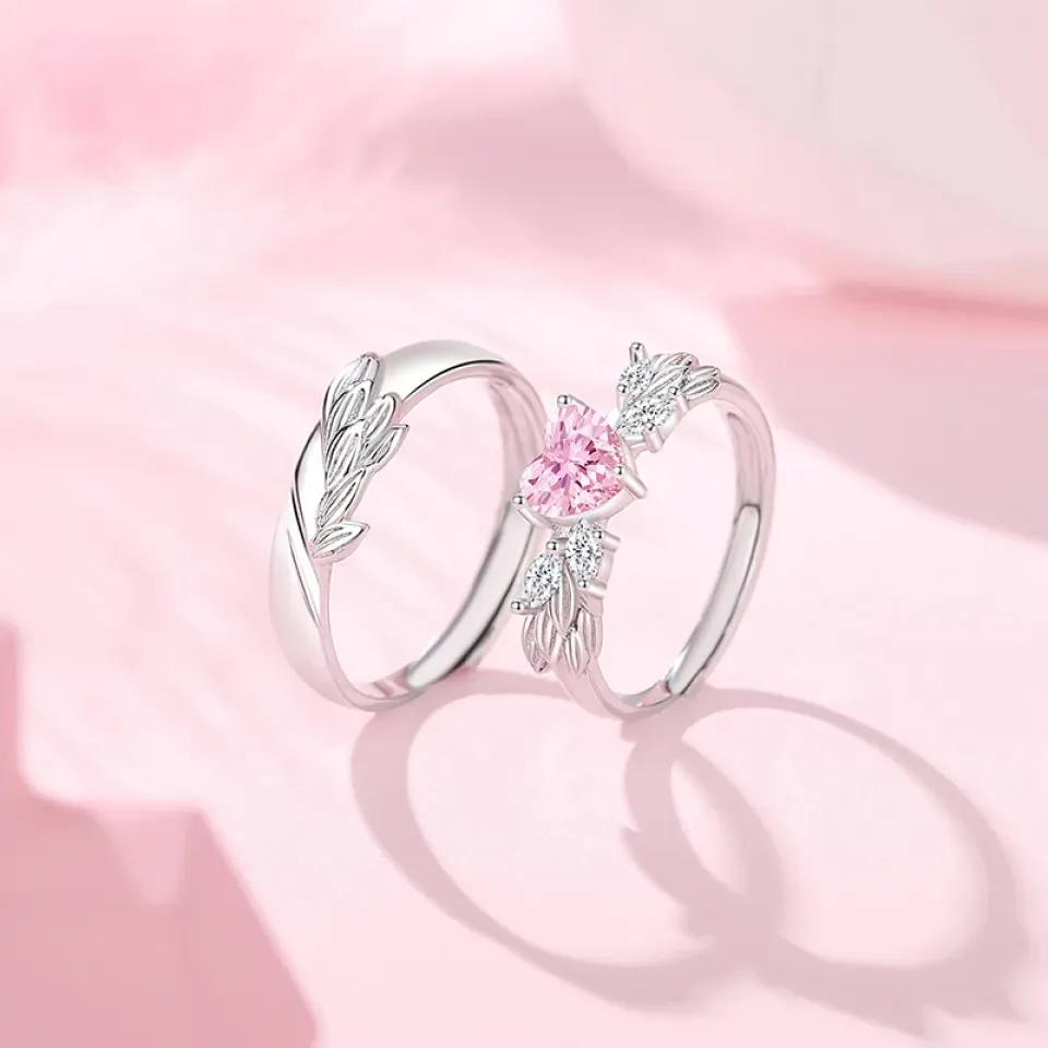 Laurel Leaf & Pink Heart Rings Sd31279b008b241968dbdf14fb9b0ebcdN c8b38ae6