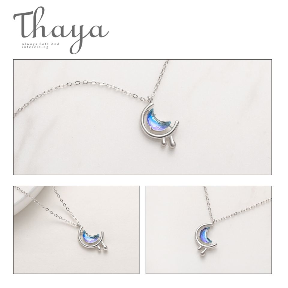 Moon In The Water Necklace Thaya s925 Silver Water In The Moon Necklace Blue Moon Bohemia Women Choker Necklace for Women 4 cdad8a3f