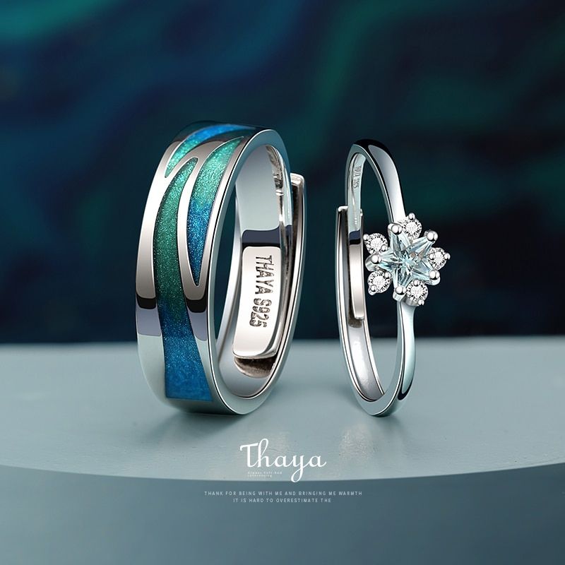 Aurora Borealis Pendant 65 Aurora and North Pole Open Couple Ring