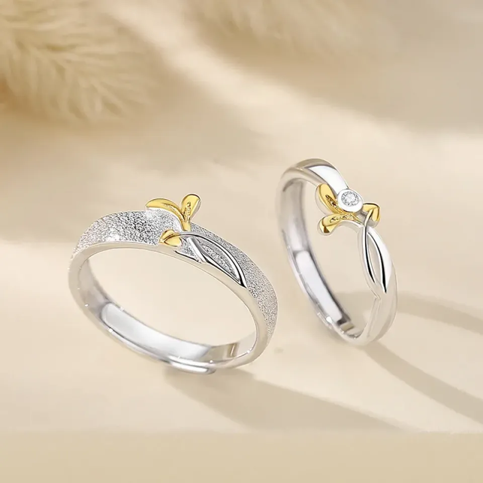 Love Buds Sterling Silver Couple Rings Sc012f98b46e34d3e99238378b828e01bk dc30ca06