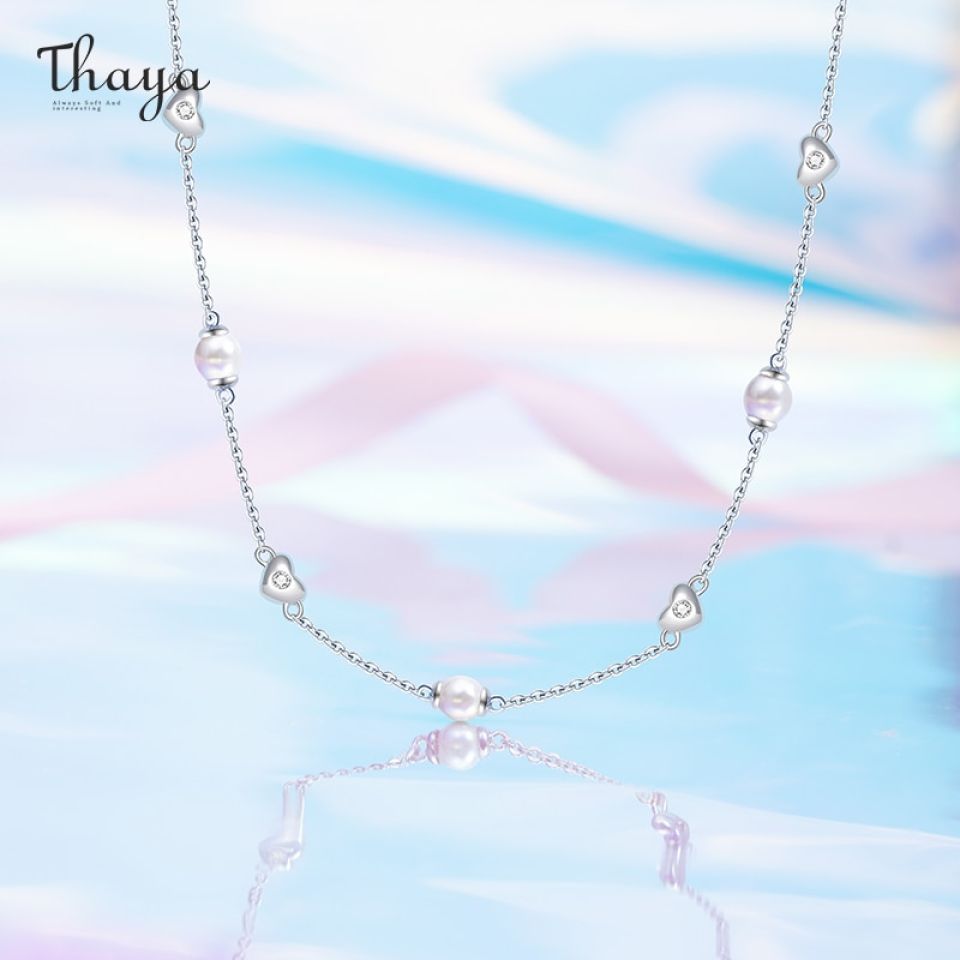 Tiny Hearts and Pearl Necklace H1f4c5e1d55a2462aae74f92c64b73520I e6ea733a