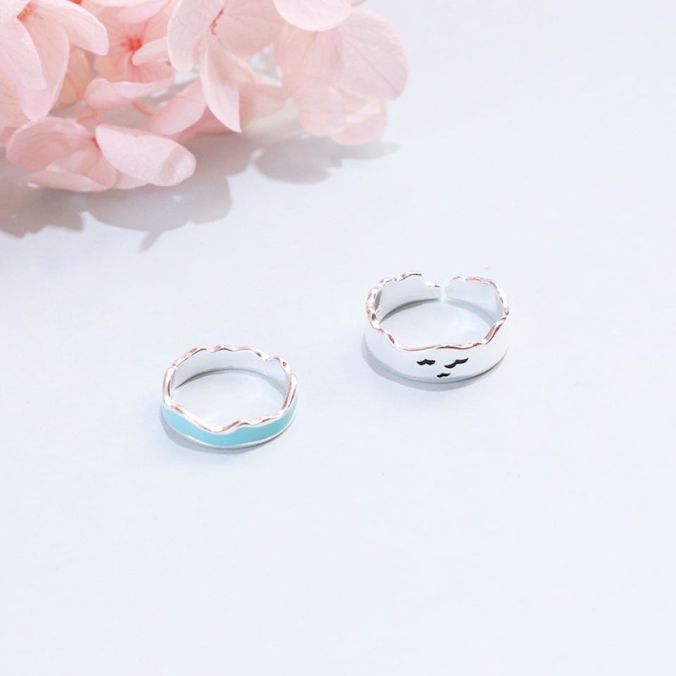 Seagull and Ocean Waves Enamel Couple Ring Set H87880032eb884ee69a03d3385231448bx e790cb60