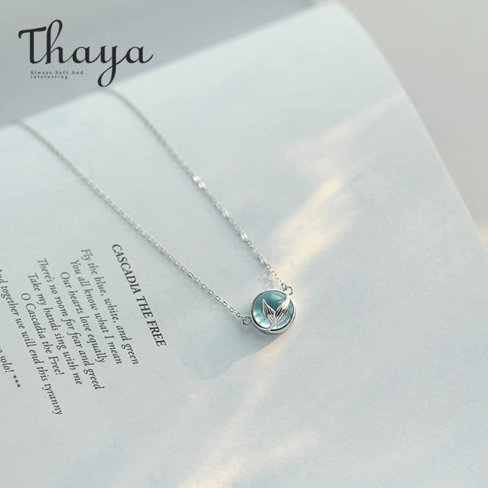 Mermaid Foam Bubble Necklace Thaya Mermaid Foam Bubble Design Crystal Necklace s925 silver Mermaid Tail Blue Pendant Necklace for Women 2 ed95a33d