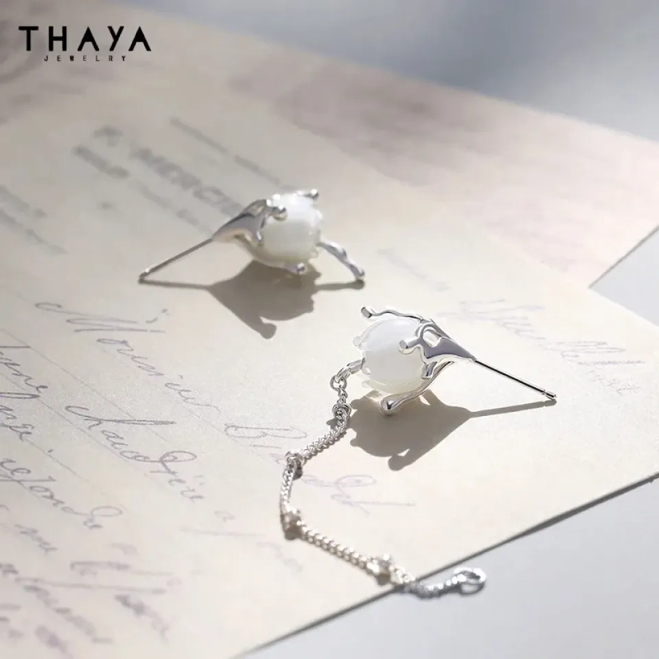 S925 Silver White Flower Tassel Earrings S88c1d687b7e04d07afc3effd95be7569d f0ca6848