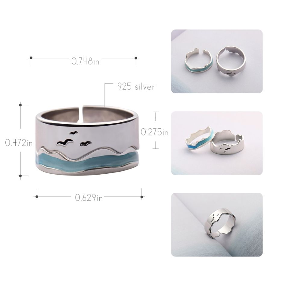 Ends Of The Earth Rings Thaya Ends Of The Earth Design Finger Rings S925 Silver Sky Blue Wave jellyfish Tropical Ring 5 f05eaf67