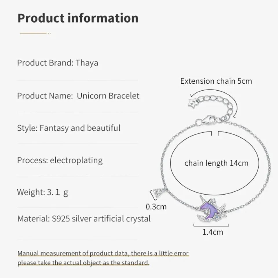 Silver Unicorn Thin Chain Crystal Bracelet H8a73b41d604a4776a8e4182195bc82faB f3fa550a
